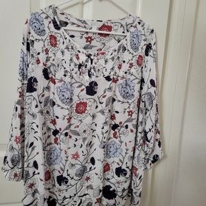 Market & Spruce White Floral Top 3X